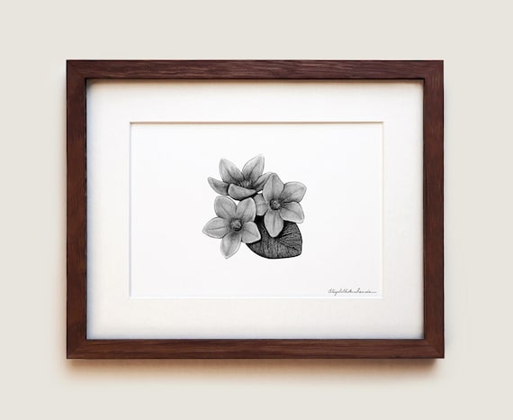 Mayflower Graphite Art Print: Solid Oak Frame, Archival Paper