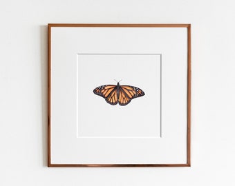 Monarch Butterfly Watercolour Art Print | Entomology art |