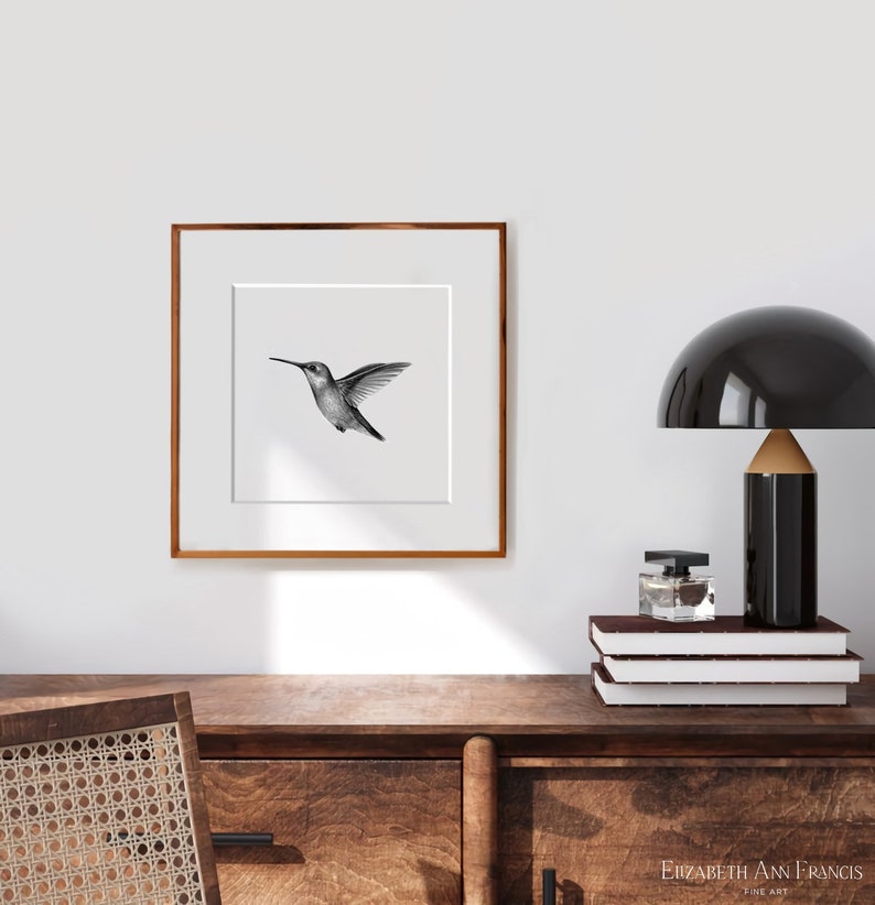 Ruby Throated Hummingbird Art Print Bird Print Ornithology art Scientific Illustration image 2