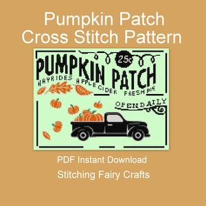 Pumpkin Patch pdf cross stitch pattern, instant download, FREE DELIVERY