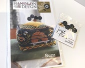 Hands on Design counted cross stitch pattern, Block Party - Buzz and B is for Buzz Pins.