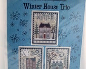Counted Cross Stitch Pattern, Winter House Trio, Winter, Snowy, Windy by Waxing Moon Designs