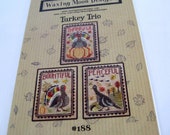 Turkey Trio Counted Cross Stitch Pattern, Quick to stitch for Thanksgiving and Autumn