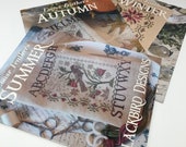 Blackbird Designs Loose Feathers Summer, Autumn and Winter Set of Three Cross Stitch Patterns.