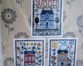 Counted Cross Stitch Pattern, Summer House Trio, Summer, Sunflowers and Sunshine Waxing Moon Designs