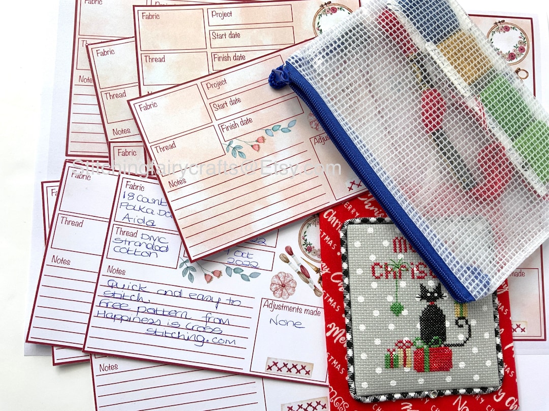 Printable Cross Stitch Project Cards for Organisation, Cross Stitch