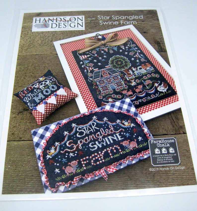 Hands On Design Star Spangled Swine Farm Cross Stitch Pattern