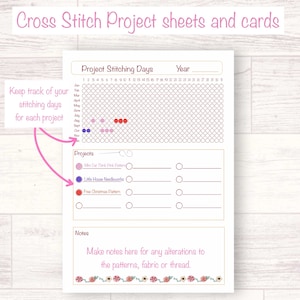 Printable stitching planner and project cards, embroidery planner, cross stitch gift, cross stitch organisation, gift for cross stitcher image 5