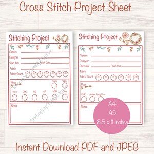 Printable Stitching Planner One Page, Embroidery Planner, Cross Stitch ...