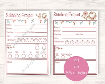 Printable stitching planner one page, embroidery planner, cross stitch gift, cross stitch organisation, gift for cross stitcher