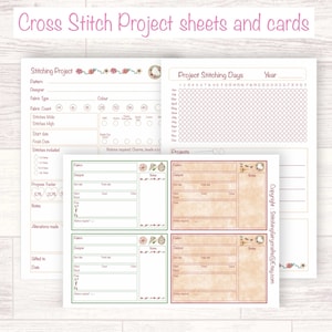 Cross stitch project sheets and cards to organise your cross stitch.