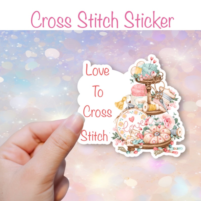 Love to cross stitch vinyl sticker.