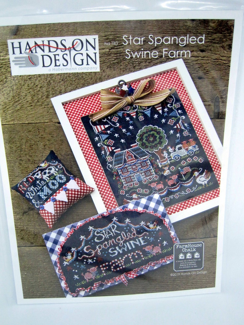 Hands On Design Star Spangled Swine Farm Cross Stitch Pattern