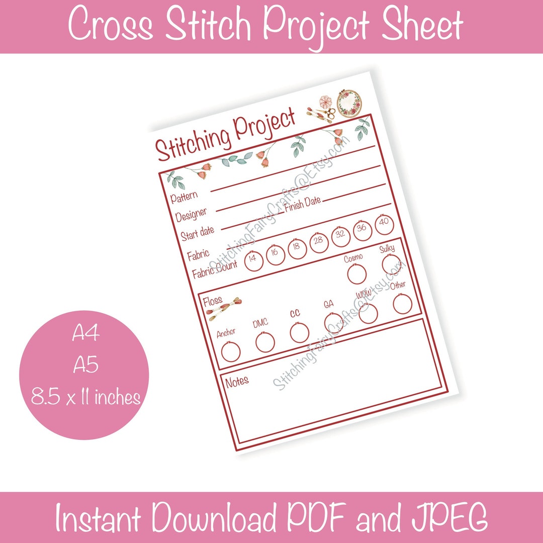 Printable Stitching Planner One Page Embroidery Planner - Etsy
