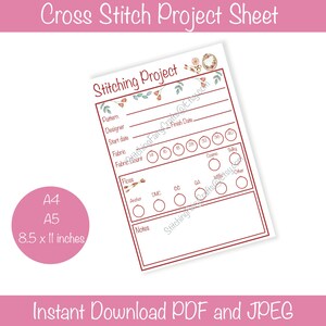 Printable Stitching Planner One Page, Embroidery Planner, Cross Stitch ...