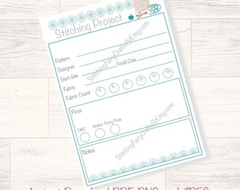 Printable stitching planner one page, embroidery planner, cross stitch gift, cross stitch organisation, gift for cross stitcher