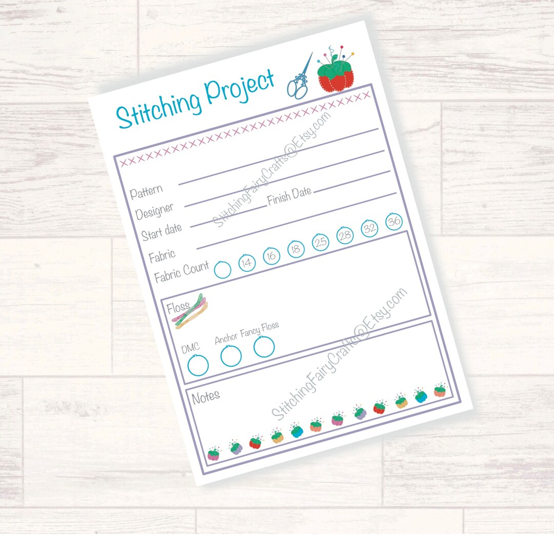 Printable Stitching Planner One Page, Embroidery Planner, Cross Stitch ...