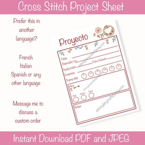 Printable Stitching Planner One Page, Embroidery Planner, Cross Stitch ...