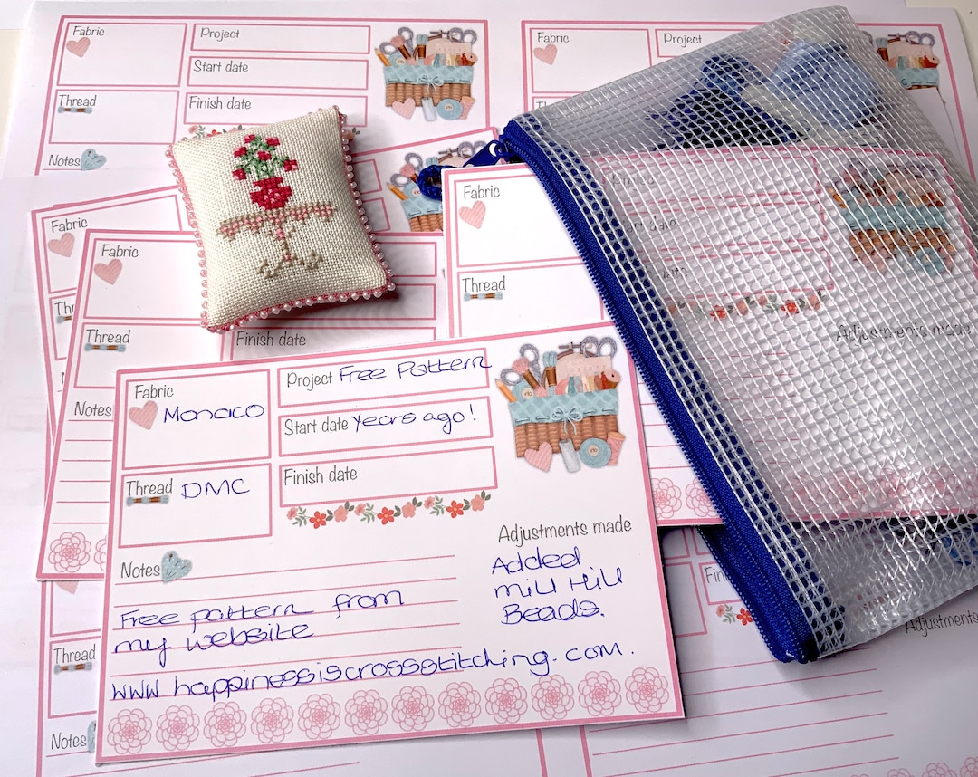 Printable Cross Stitch Project Cards for Organisation, Cross Stitch