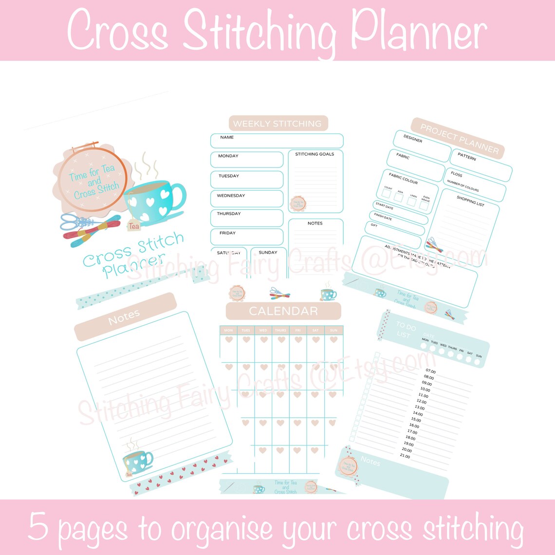 Printable Cross Stitch Planner Weekly Stitching Embroidery Etsy Australia