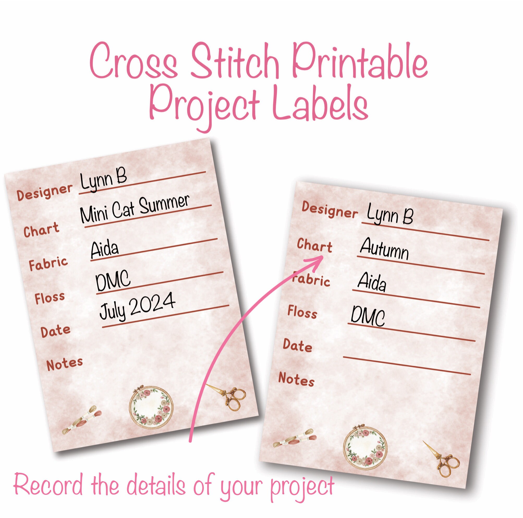 Printable Cross Stitch Project Labels, Organisation for Cross Stitch ...
