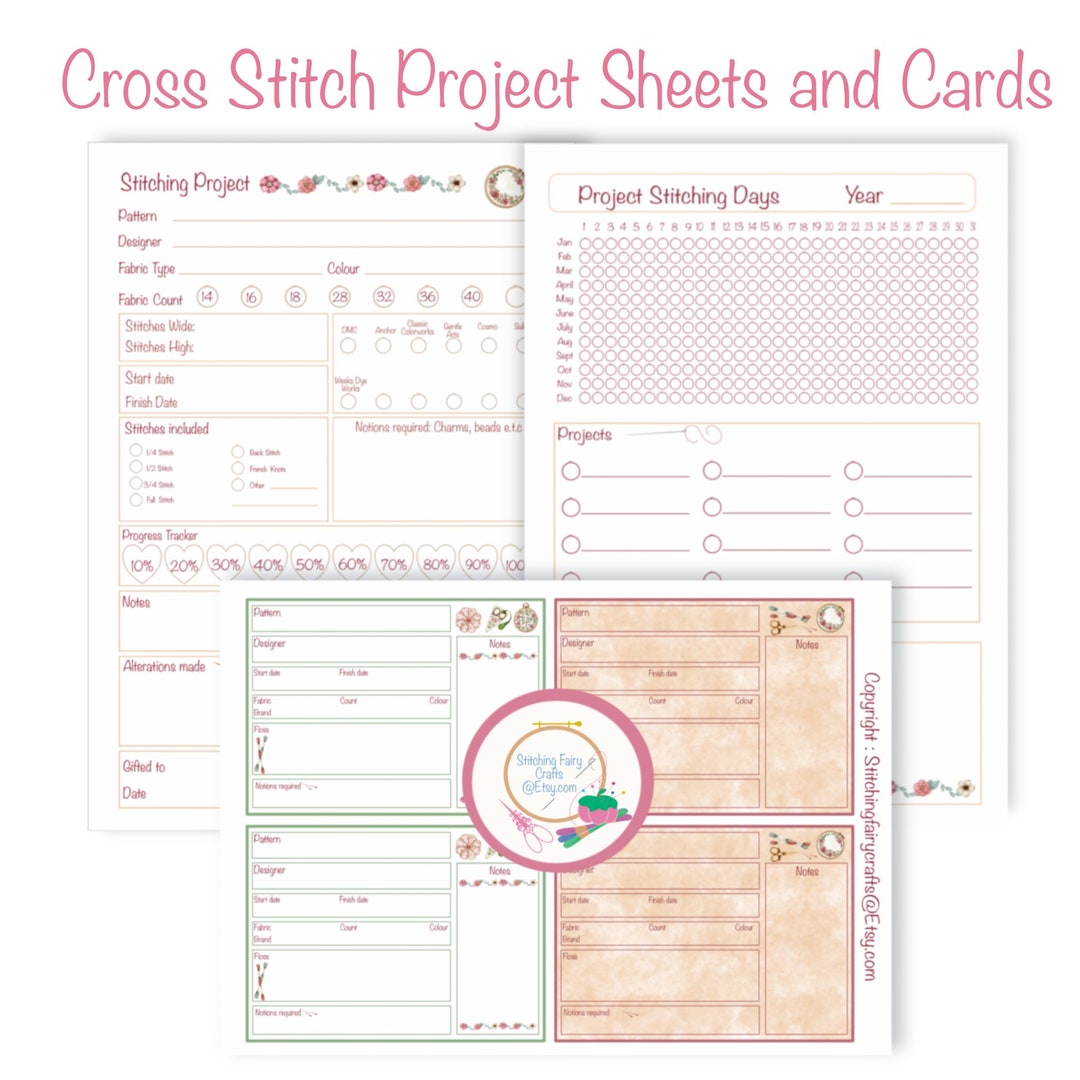 Printable Stitching Planner and Project Cards, Embroidery Planner ...