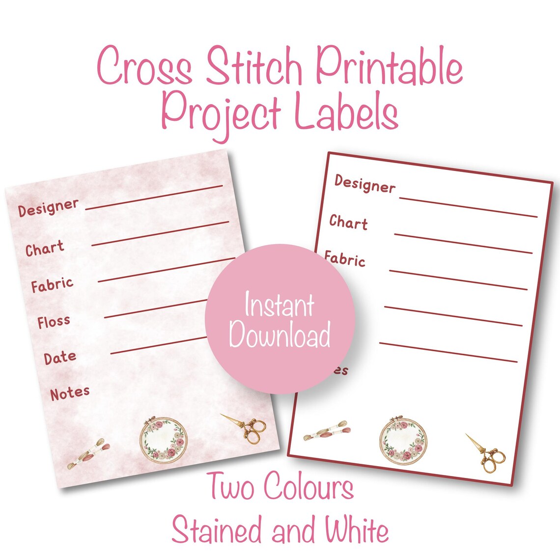 Printable Cross Stitch Project Labels, Organisation for Cross Stitch ...