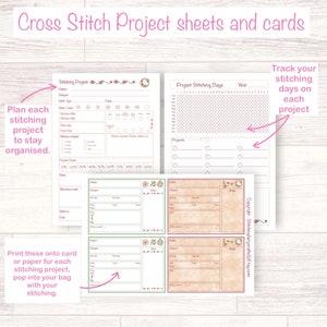 Printable stitching planner and project cards, embroidery planner, cross stitch gift, cross stitch organisation, gift for cross stitcher image 4