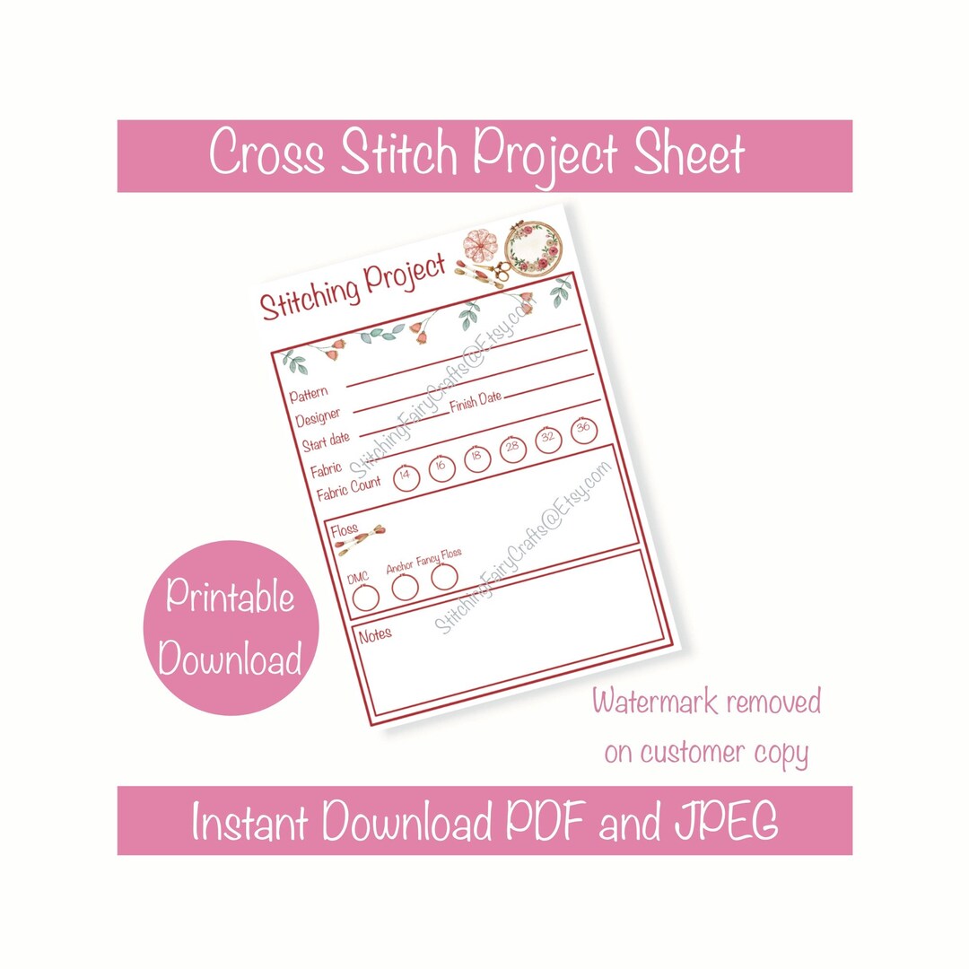Printable Stitching Planner One Page Embroidery Planner - Etsy