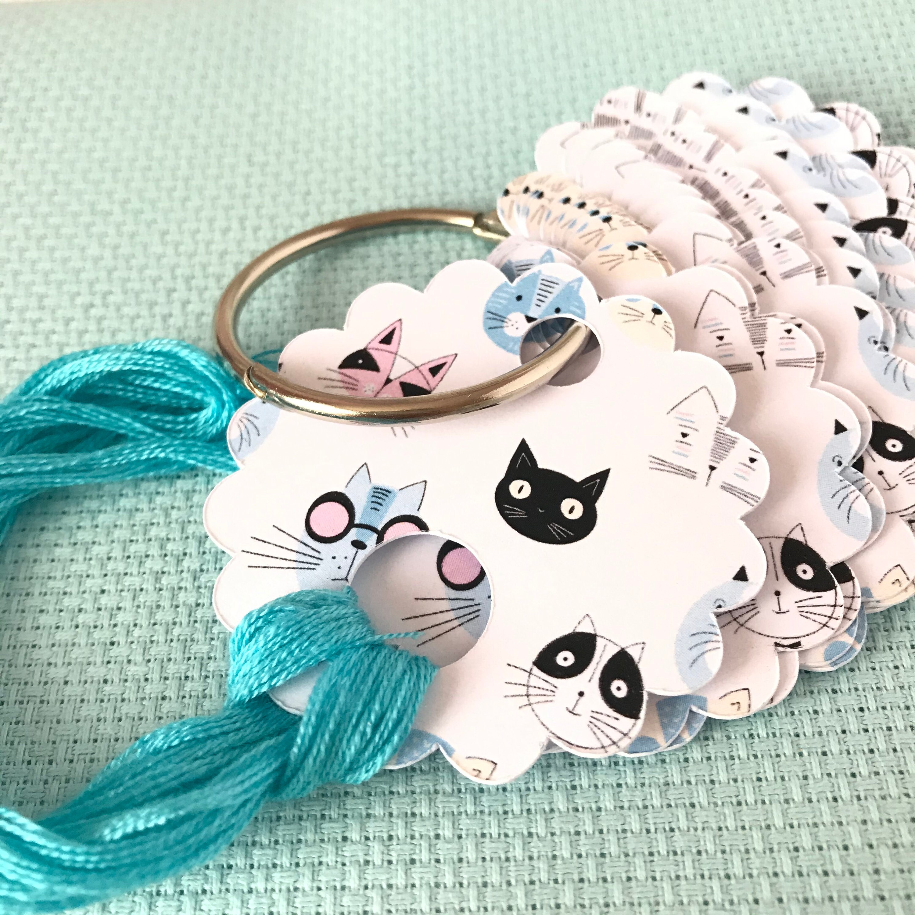 16 cat floss drops and metal ring Floss Drop Thread Holder Etsy