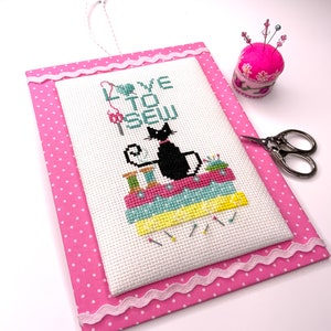 Cross Stitch Cat pdf cross  stitch pattern, Love to Sew,  instant download, gift for her, Mother’s Day FREE DELIVERY