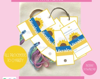 Digital floss tags to support Ukraine, Cross Stitch tags, embroidery floss tags,   instant download, FREE DELIVERY