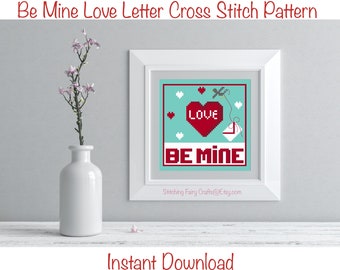 Be Mine Valentine Counted Cross Stitch pdf pattern,  Cross stitch lover,  INSTANT DOWNLOAD