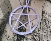 Handmade Pentagram Pentacle Necklace - Soft Suede Leather Lace Wrapped Steel