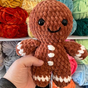 Ready to Ship - Gingerbread Man Plushie - Handmade Crochet Stuffed Squishy