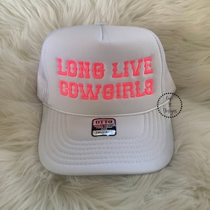 Embroidery Long Live Cowgirls Hat | White Hat