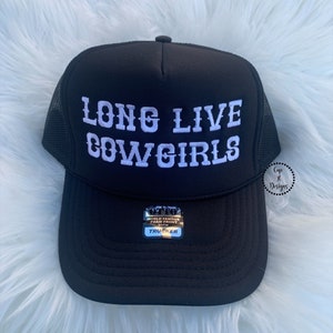 Embroidery Long Live Cowgirls Hat | Black Hat