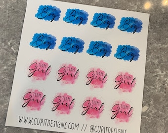 Gender Reveal Stickers | Team Boy Team Girl stickers | Baby Reveal Sticker | waterproof sticker