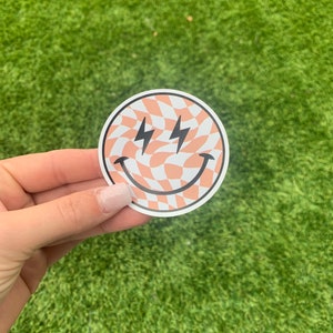 Peach/light peach Smiley Checker Sticker | Waterproof Sticker