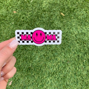 Mama Smiley Checker Sticker | waterproof sticker
