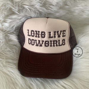 Embroidery Long Live Cowgirls Hat | Embroidered Hat | Tan/brown Hat