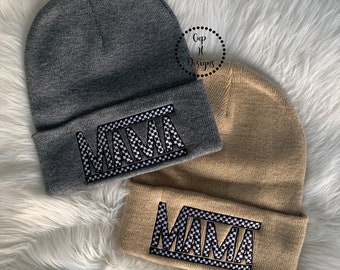 Mama Beanie | Checkered Beanie | Embroidered Beanie