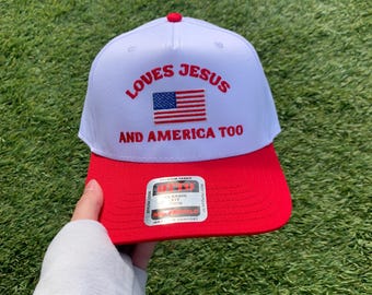 Embroidery Loves Jesus and America Hat