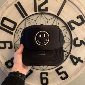 Embroidery Smiley Hat / Black Hat