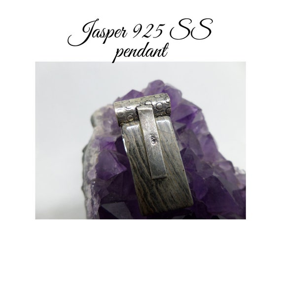 Jasper Buckle Pendant, Silver Encased Gemstone, B… - image 3