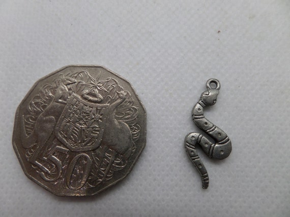 Double sided banded solid silver snake/serpent pe… - image 4