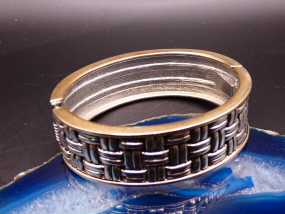 Cross hatch basket weave silver patterned bangle.… - image 2