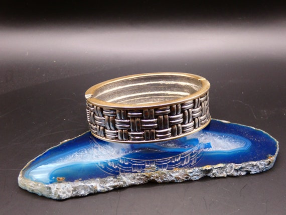 Cross hatch basket weave silver patterned bangle.… - image 5