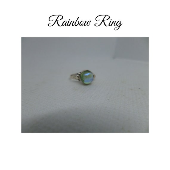 Sterling Silver Heart Ring, Rainbow Resin Inlay, … - image 3