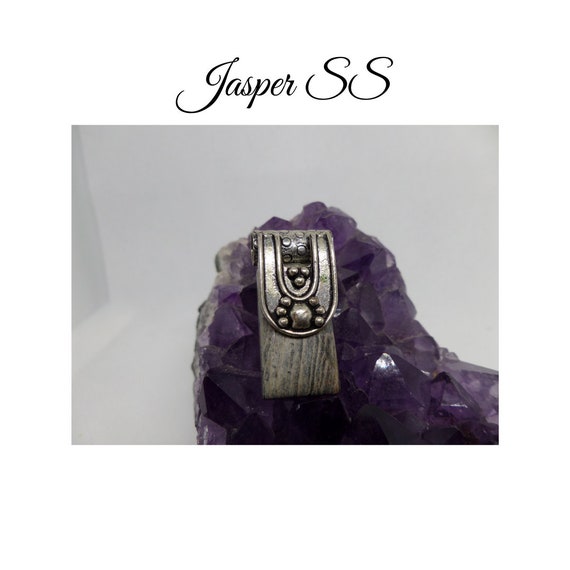 Jasper Buckle Pendant, Silver Encased Gemstone, B… - image 4